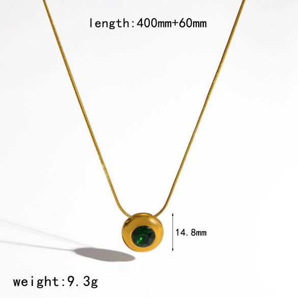 Wholesale Women's Geometric Diamondencrusted Stainless Steel Necklace With Pvd Furnace Vacuum Real Gold Plating And Round Snake Chain