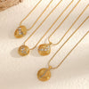 Wholesale Women's Geometric Diamondencrusted Stainless Steel Pendant Necklace With Vacuum Real Gold Plating In Pvd Furnace And Round Snake Chain