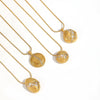 Wholesale Women's Geometric Diamondencrusted Stainless Steel Pendant Necklace With Vacuum Real Gold Plating In Pvd Furnace And Round Snake Chain