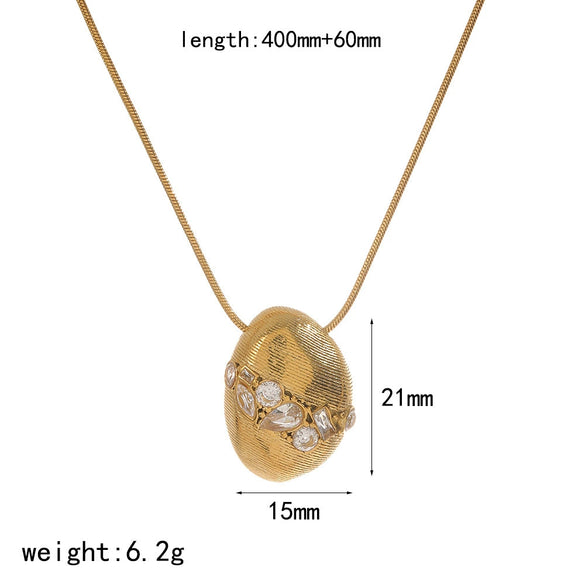 Wholesale Women's Geometric Diamondencrusted Stainless Steel Pendant Necklace With Vacuum Real Gold Plating In Pvd Furnace And Round Snake Chain