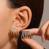 Wholesale Women's Geometric Diamondstudded Alloy 14K Gold Earrings In Light Luxury Style