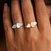 Wholesale Women's Geometric Double Heart Open Ring Natural Motherofpearl Stainless Steel 18K Gold Plated Light Luxury Style Jewelry Accessories