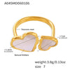 Wholesale Women's Geometric Double Heart Open Ring Natural Motherofpearl Stainless Steel 18K Gold Plated Light Luxury Style Jewelry Accessories