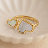Wholesale Women's Geometric Double Heart Open Ring Natural Motherofpearl Stainless Steel 18K Gold Plated Light Luxury Style Jewelry Accessories