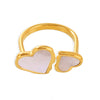 Wholesale Women's Geometric Double Heart Open Ring Natural Motherofpearl Stainless Steel 18K Gold Plated Light Luxury Style Jewelry Accessories