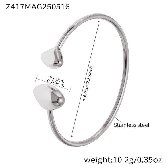 Wholesale Women's Geometric Double Triangle Hollow Elastic Adjustable Bracelet Stainless Steel 18K Gold Plated