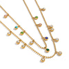 Wholesale Women's Geometric Doublelayer Necklace With Zircon Inlay Stainless Steel 18K Real Gold Plated Jewelry