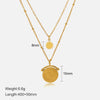Wholesale Women's Geometric Doublelayer Round Pendant Necklace With Cross Chain In Stainless Steel And Titanium Steel Electroplated