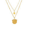 Wholesale Women's Geometric Doublelayer Round Pendant Necklace With Cross Chain In Stainless Steel And Titanium Steel Electroplated