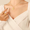 Wholesale Women's Geometric Doublesided Portrait Pendant Clavicle Necklace Titanium Steel Goldplated Jewelry