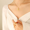 Wholesale Women's Geometric Doublesided Portrait Pendant Clavicle Necklace Titanium Steel Goldplated Jewelry