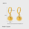 Wholesale Women's Geometric Doublesided Smiling Face Sun Pendant Stainless Steel Earrings With 18K Gold Plating