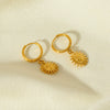 Wholesale Women's Geometric Doublesided Smiling Face Sun Pendant Stainless Steel Earrings With 18K Gold Plating