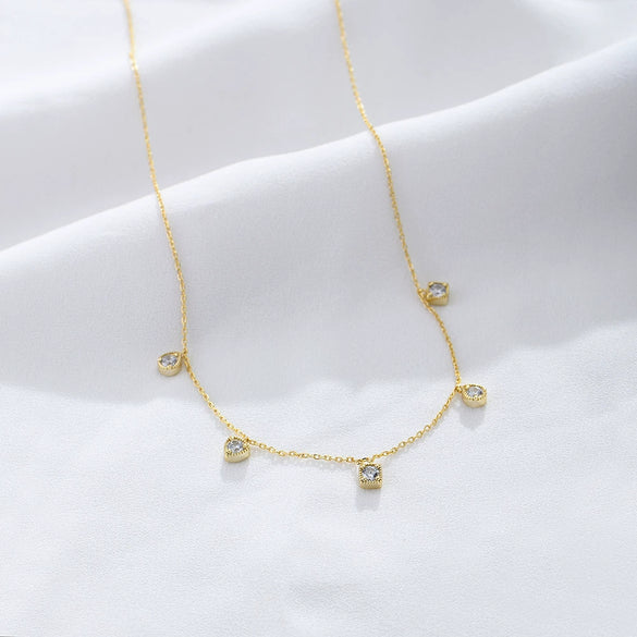 Wholesale Women's Geometric Drop Shape Diamond S925 Sterling Silver Pendant Necklace With Cross Chain