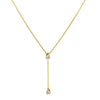 Wholesale Women's Geometric Drop Shape Zircon Tassel Pendant Necklace With 18K Goldplated Stainless Steel Cross Chain