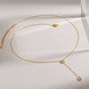 Wholesale Women's Geometric Drop Shape Zircon Tassel Pendant Necklace With 18K Goldplated Stainless Steel Cross Chain