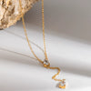 Wholesale Women's Geometric Drop Shape Zircon Tassel Pendant Necklace With 18K Goldplated Stainless Steel Cross Chain