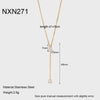 Wholesale Women's Geometric Drop Shape Zircon Tassel Pendant Necklace With 18K Goldplated Stainless Steel Cross Chain