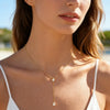 Wholesale Women's Geometric Drop Shape Zircon Tassel Pendant Necklace With 18K Goldplated Stainless Steel Cross Chain