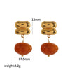 Wholesale Women's Geometric Dropshaped Resin And Stainless Steel Earrings With Vacuum Real Gold Plating