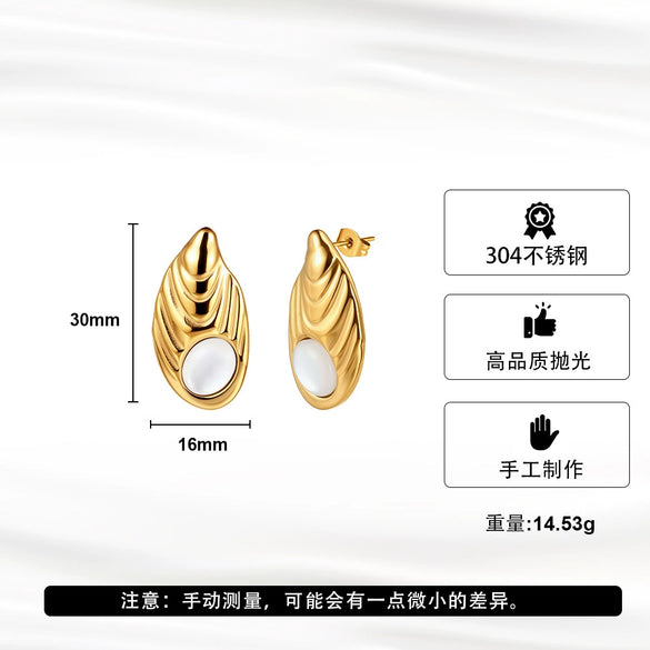 Wholesale Women's Geometric Earrings With Vacuum Real Gold Plating In Pvd Furnace And Original Design
