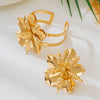 Wholesale Women's Geometric Electroplated Alloy Threedimensional Large Flower Earrings And Jewelry Set