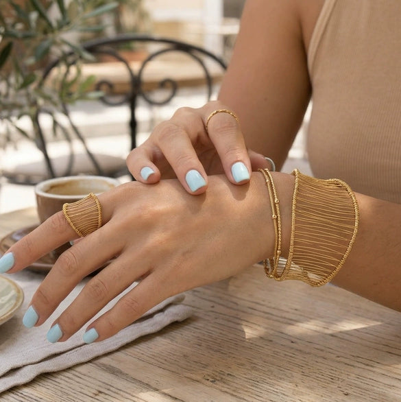 Wholesale Women's Geometric Electroplated Stainless Steel And Titanium Steel Jewelry Rings And Bracelets