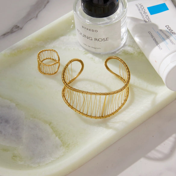 Wholesale Women's Geometric Electroplated Stainless Steel And Titanium Steel Jewelry Rings And Bracelets