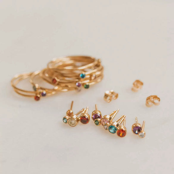 Wholesale Women's Geometric Electroplated Stainless Steel December Birthday Stone Ring