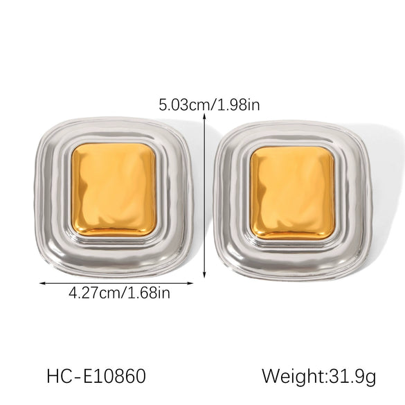 Wholesale Women's Geometric Electroplated Stainless Steel Earrings Light Luxury Highend Jewelry