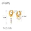 Wholesale Women's Geometric Electroplated Stainless Steel Freshwater Pearl Earrings Jewelry