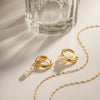 Wholesale Women's Geometric Electroplated Stainless Steel Freshwater Pearl Earrings Jewelry