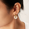 Wholesale Women's Geometric Electroplated Stainless Steel Freshwater Pearl Earrings Jewelry