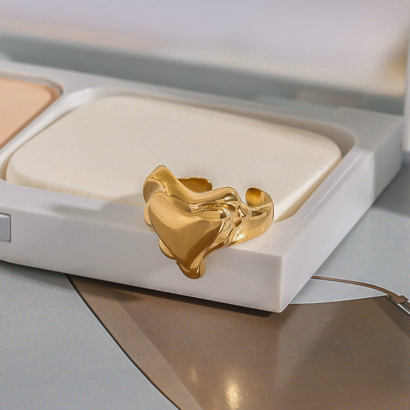 Wholesale Women's Geometric Electroplated Stainless Steel Love Ring Hand Jewelry