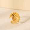 Wholesale Women's Geometric Electroplated Stainless Steel Scallop Open Ring Luxury Jewelry