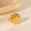 Wholesale Women's Geometric Electroplated Stainless Steel Scallop Open Ring Luxury Jewelry