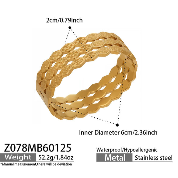 Wholesale Women's Geometric Electroplated Stainless Steel Small Leaf Hollow Buckle Bracelet