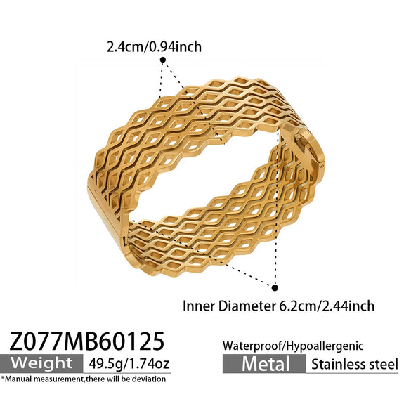 Wholesale Women's Geometric Electroplated Stainless Steel Small Leaf Hollow Buckle Bracelet