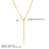 Wholesale Women's Geometric Electroplated Titanium Steel Paper Clip Chain Pearl Pendant Necklace