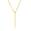 Wholesale Women's Geometric Electroplated Titanium Steel Paper Clip Chain Pearl Pendant Necklace