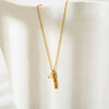 Wholesale Women's Geometric English Letter Pearl Pendant Stainless Steel 18K Gold Plated Necklace With Oshaped Chain