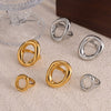 Wholesale Women's Geometric Exaggerated Oval Hollow Electroplated Titanium Steel Ring