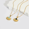 Wholesale Women's Geometric Fanshaped Chrysanthemum Pendant Stainless Steel Necklace Set With Precious Stones Goldplated