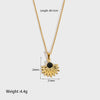Wholesale Women's Geometric Fanshaped Chrysanthemum Pendant Stainless Steel Necklace Set With Precious Stones Goldplated
