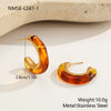 Wholesale Women's Geometric Fashion 18K Electroplated Resin Cshaped Earrings