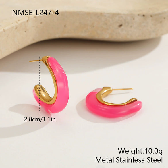 Wholesale Women's Geometric Fashion 18K Electroplated Resin Cshaped Earrings