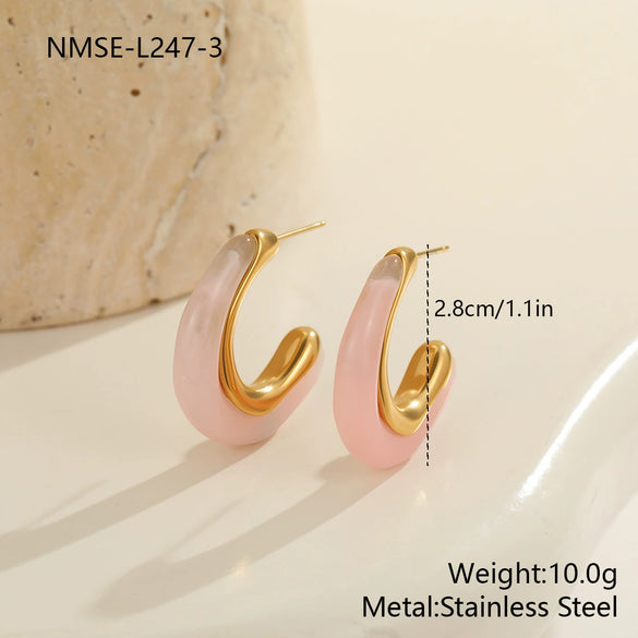 Wholesale Women's Geometric Fashion 18K Electroplated Resin Cshaped Earrings