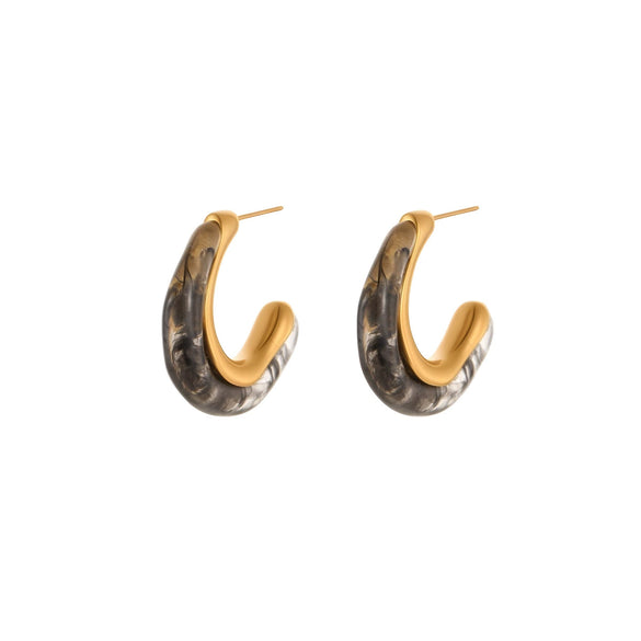 Wholesale Women's Geometric Fashion 18K Electroplated Resin Cshaped Earrings