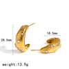 Wholesale Women's Geometric Fashion Stainless Steel Diamondstudded Earrings With Vacuum Real Gold Plating