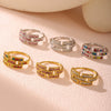 Wholesale Women's Geometric Ferris Wheel Colorful Zircon Ring Light Luxury Cold Style Stainless Steel 18K Real Gold Electroplated